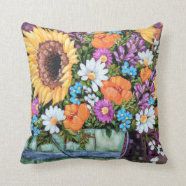 "Wildblume-Eimer-Blumenstrauß" Throw-Kissen Kissen