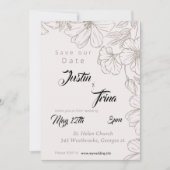 Wildblume Einfache Kalligraphie Save the Date Einladung (Vorderseite)