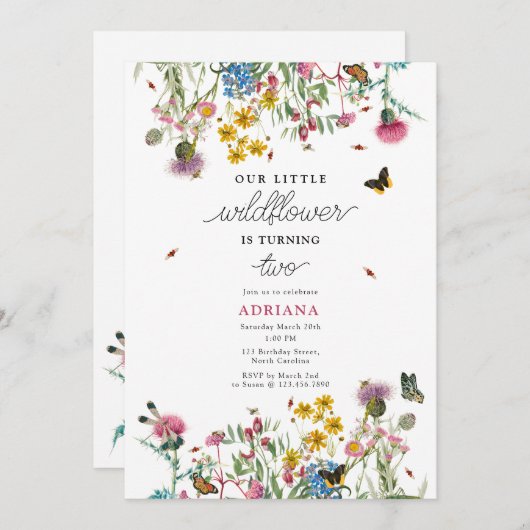 Wildblume Einladung (Vorne/Hinten)