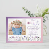 Wildblume Einladung 1. Geburtstag Foto (Stehend Vorderseite)