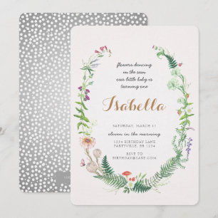 Wildblume Einladung zum ersten Geburtstag