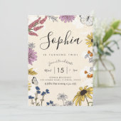 Wildblume Einladung zum Geburtstag (Stehend Vorderseite)