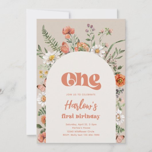 Wildblume Einladung zum Geburtstag | Erste Wildblu (Vorderseite)