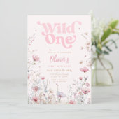 Wildblume Einladung zum Geburtstag | Rosa Wild One (Stehend Vorderseite)