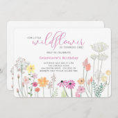 Wildblume Einladung zur Geburtstagspartei (Vorne/Hinten)