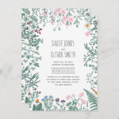 Wildblume Einladung zur Hochzeit von Botanischen F (Vorne/Hinten)