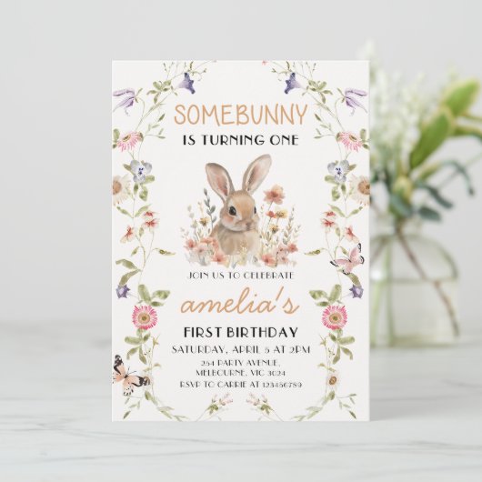 Wildblume Einladungen für ein sonniges Mädchen zum (Stehend Vorderseite)