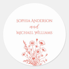 Wildblume Elegance - Hochzeitsticker Runder Aufkleber