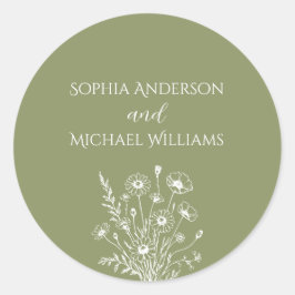 Wildblume Elegance - Hochzeitsticker Runder Aufkleber