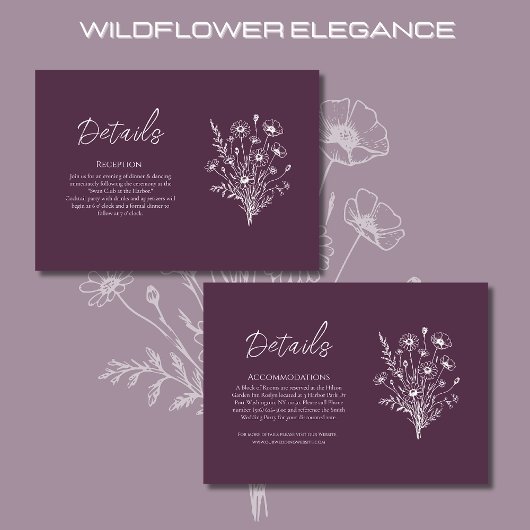 Wildblume Elegance Wedding Details- Begleitkarte