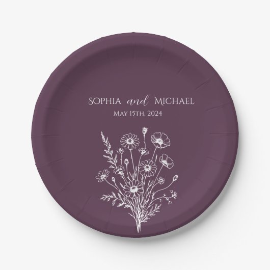 Wildblume Elegance-Wedding - Napkins Pappteller (Vorderseite)