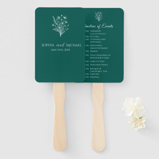 Wildblume Elegance-Wedding-Programm Fächer (Vorne und Hinten)