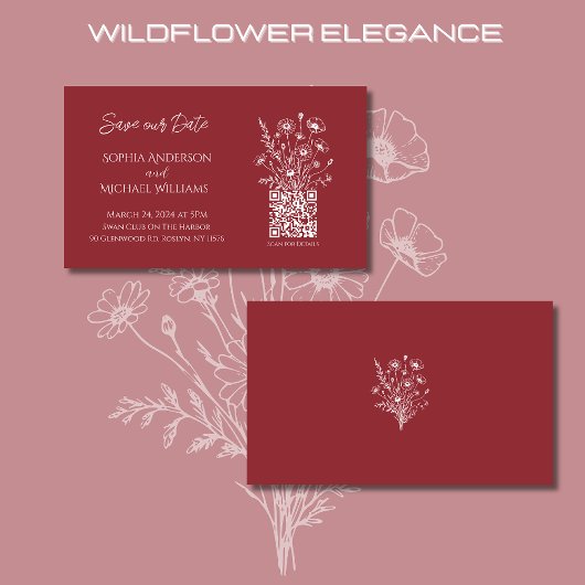 Wildblume Elegance Wedding-Save the Date- Visitenkarte
