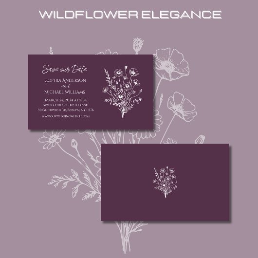 Wildblume Elegance Wedding-Save the Date- Visitenkarte