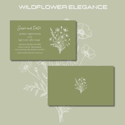 Wildblume Elegance Wedding-Save the Date- Visitenkarte