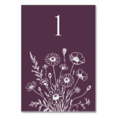 Wildblume Elegance-Wedding-Table-Karte Tischnummer (Rückseite)