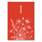 Wildblume Elegance-Wedding-Table-Karte Tischnummer (Rückseite)