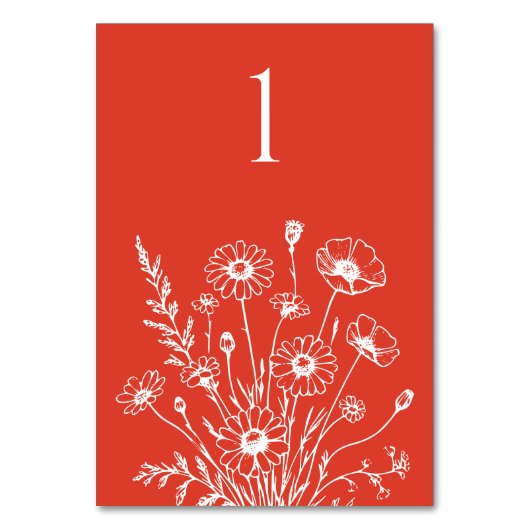 Wildblume Elegance-Wedding-Table-Karte Tischnummer (Vorderseite)