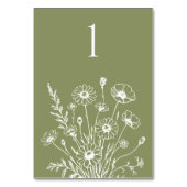 Wildblume Elegance-Wedding-Table-Karte Tischnummer (Rückseite)