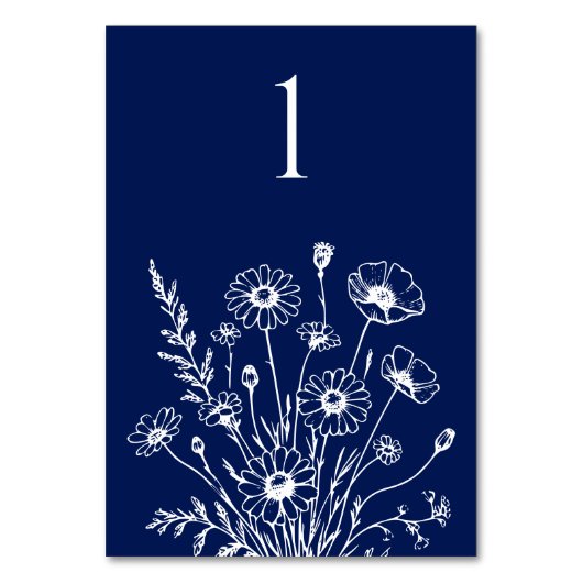 Wildblume Elegance-Wedding-Table-Karte Tischnummer (Vorderseite)