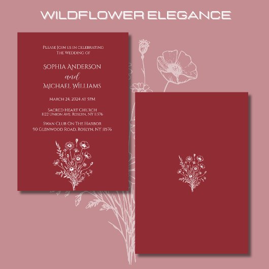Wildblume Elegance Wedding Thema Einladung