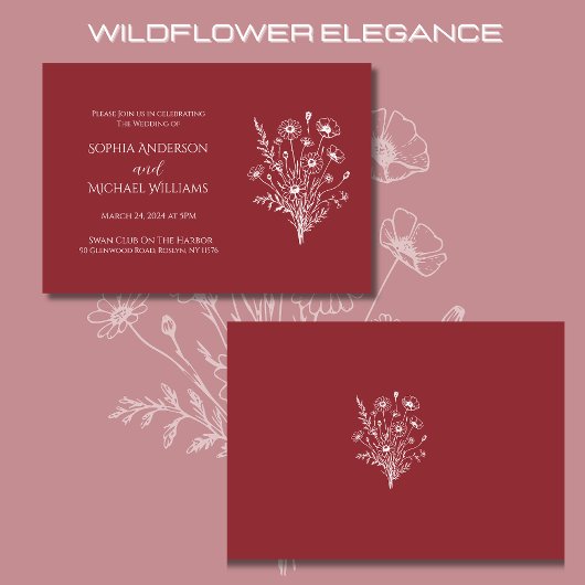 Wildblume Elegance Wedding Thema Einladung