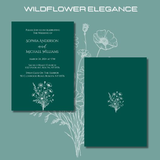 Wildblume Elegance Wedding Thema Einladung