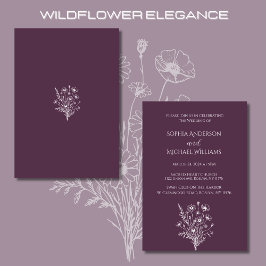 Wildblume Elegance Wedding Thema Lila Einladung