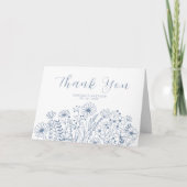 Wildblume Elegant Boho Dusty Blue Wedding Dankeskarte (Vorderseite)
