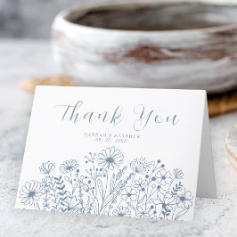 Wildblume Elegant Boho Dusty Blue Wedding Dankeskarte