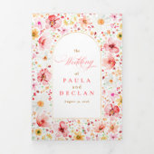 Wildblume Elegant Boho Garden Wedding Foto Dreifach Gefaltete Einladung (Cover)