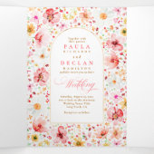 Wildblume Elegant Boho Garden Wedding Foto Dreifach Gefaltete Einladung (Innenseite Mitte)