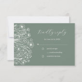 Wildblume Elegant Boho Sage Green Wedding RSVP Karte (Vorderseite)
