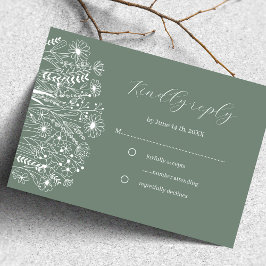 Wildblume Elegant Boho Sage Green Wedding RSVP Karte