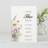 Wildblume Elegant Boho Save the Date Einladung (Stehend Vorderseite)