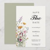 Wildblume Elegant Boho Save the Date Einladung (Vorne/Hinten)