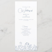 Wildblume Elegant Dusty Blue Wedding Program (Vorderseite)