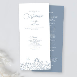 Wildblume Elegant Dusty Blue Wedding Program