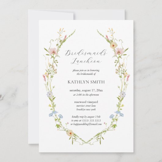 Wildblume Elegant Moderne Moderne Moderne Dienstmä Einladung (Vorderseite)