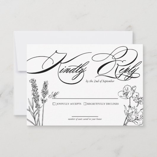 Wildblume Elegant Wedding RSVP Card (Vorderseite)