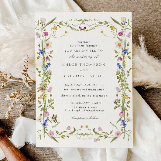 Wildblume Elegante Garden Wedding Einladung