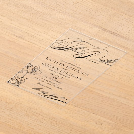 Wildblume Elegante Gotische Hochzeit Acryleinladungen (Ablage )