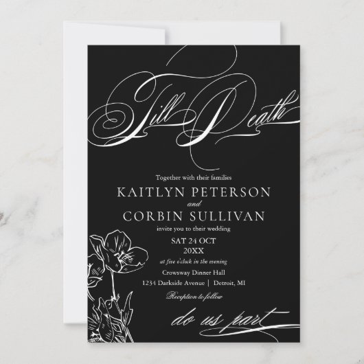 Wildblume Elegante Gotische Hochzeit Einladung (Vorderseite)