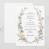 Wildblume Elegante Hochzeit Einladung (Vorne/Hinten)