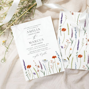 Wildblume Elegante Hochzeit Einladung