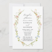 Wildblume Elegante Moderne Blumenpaare Dusche Einladung (Vorderseite)