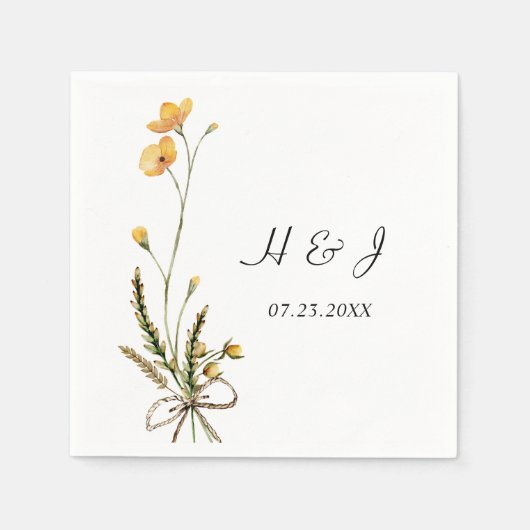 Wildblume Elegante Moderner Garten Hochzeit Serviette (Vorderseite)