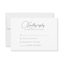 Wildblume Elegante Olive Green Wedding RSVP Card