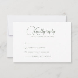 Wildblume Elegante Olive Green Wedding RSVP Card Karte