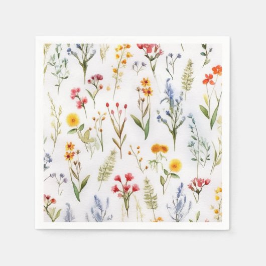 Wildblume Elegante Rustikale Wasserfarbendusche Serviette (Vorderseite)